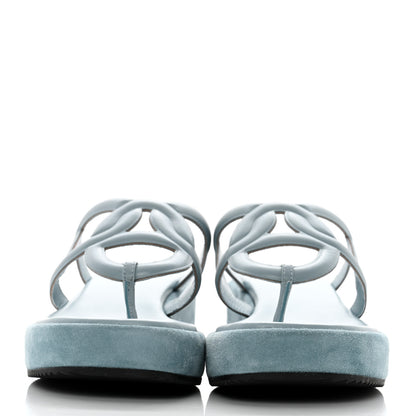 Hermes Nappa Gipsy Sandals 37 Vert D'eau 2 of 9