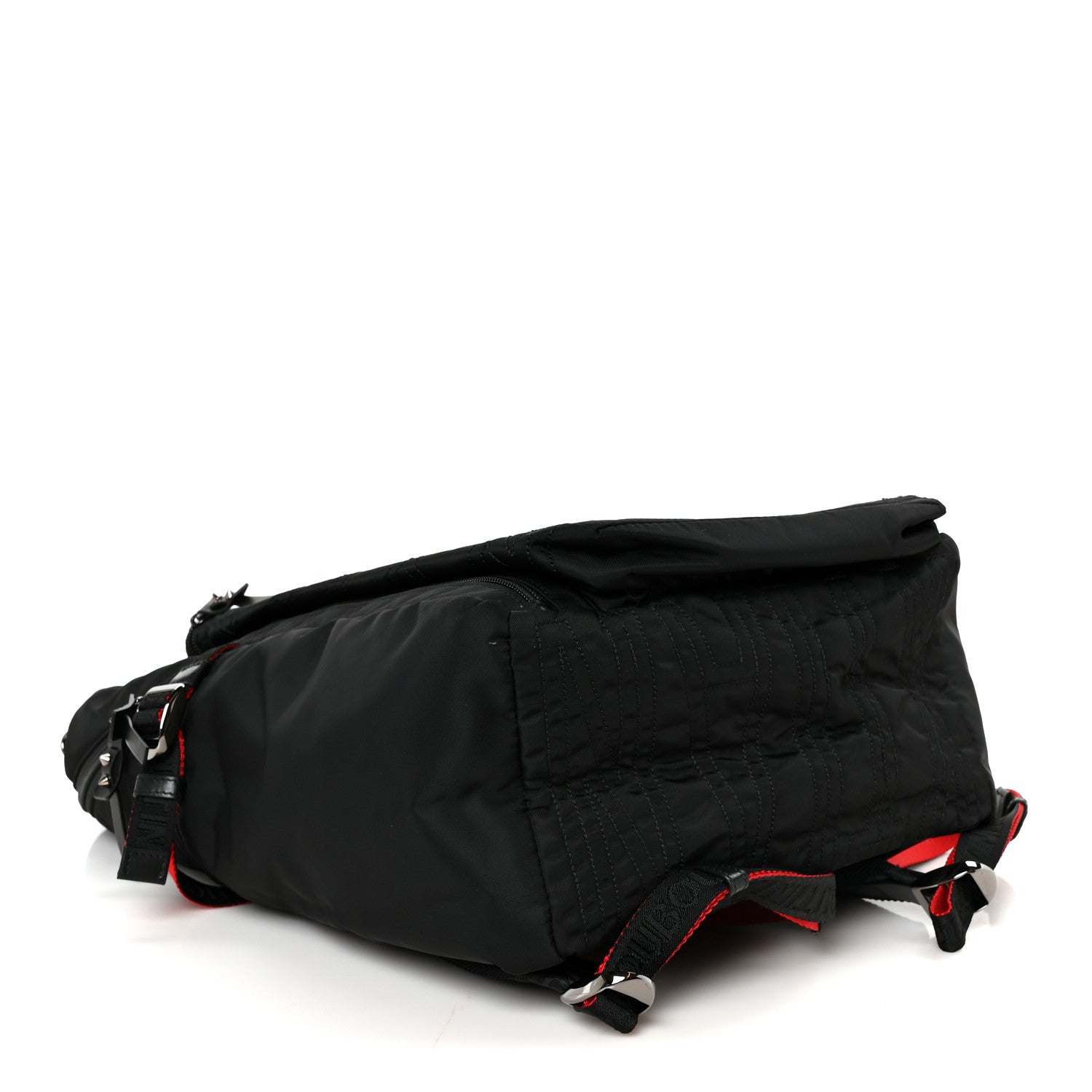 Christian Louboutin Calfskin Rubber Nylon Loubideal Backpack Black Red 3 of 10