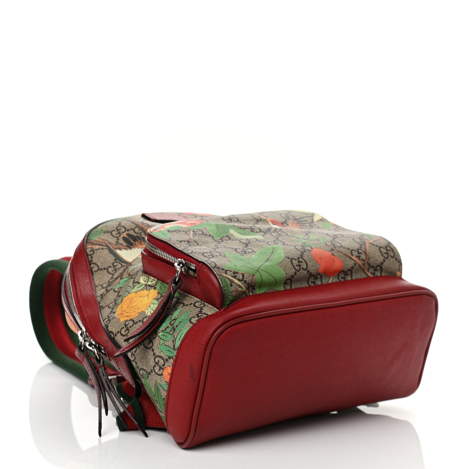 Gucci GG Supreme Monogram Tian Web Small Day Backpack Beige Multicolor Red 4 of 18