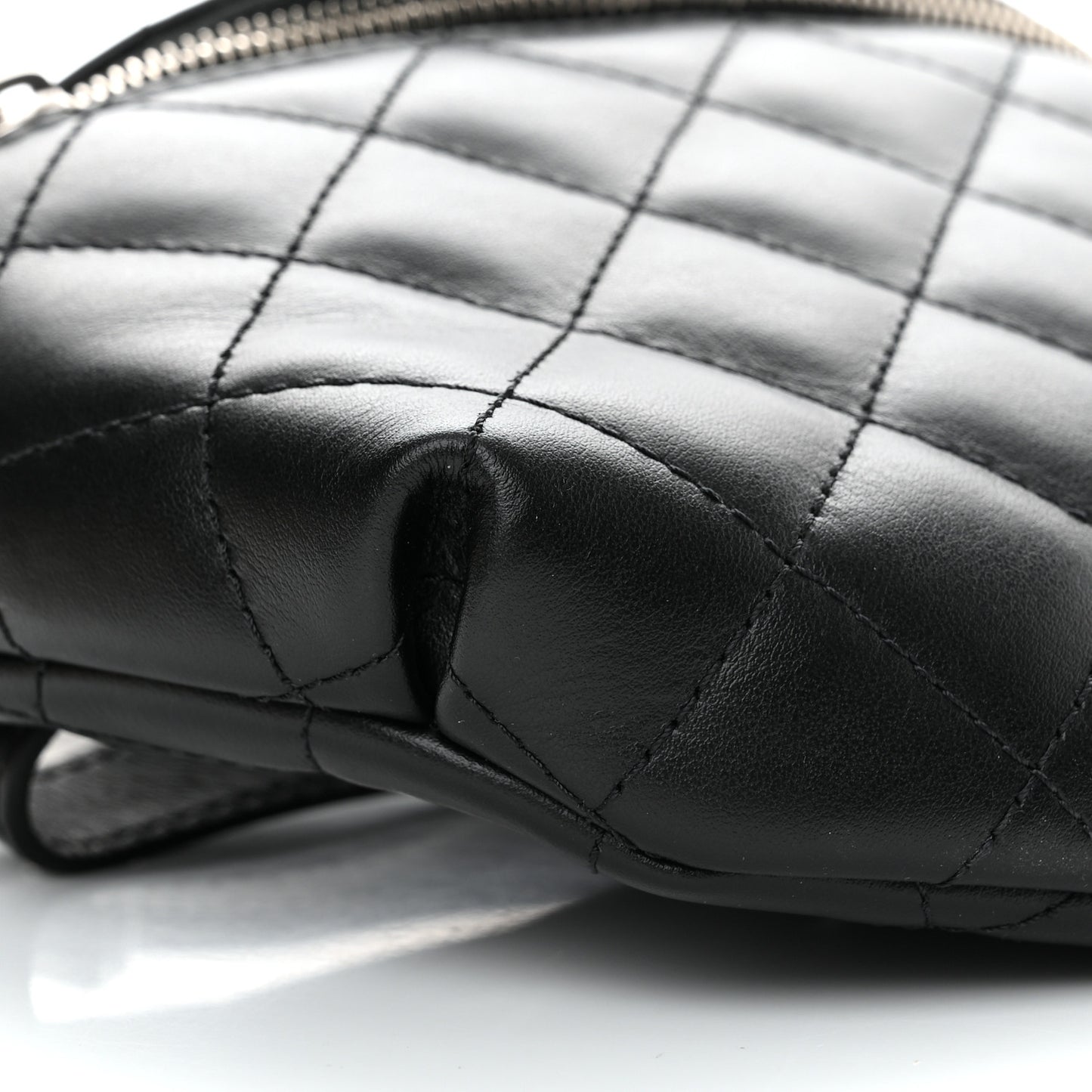Calfskin Quilted Waist Belt Bag Black
