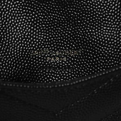 Saint Laurent Grain De Poudre Matelasse Chevron Monogram Compact Wallet Black 6 of 10
