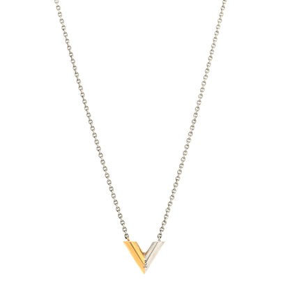 Louis Vuitton Essential V Necklace Silver Gold 2 of 5