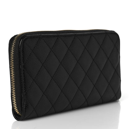 Chanel Caviar Quilted Large Gusset Zip Around Wallet Black 3 of 9