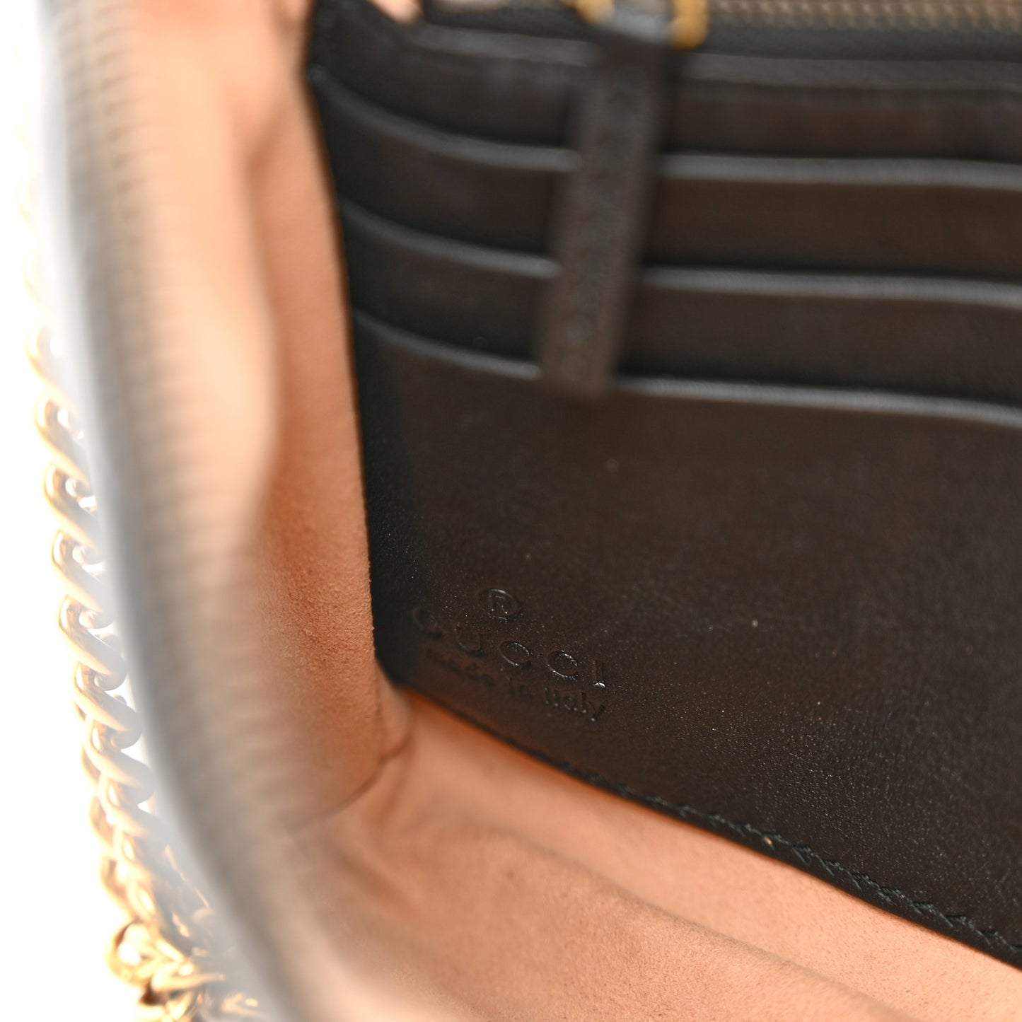 Calfskin Matelasse Mini GG Marmont Chain Bag Black