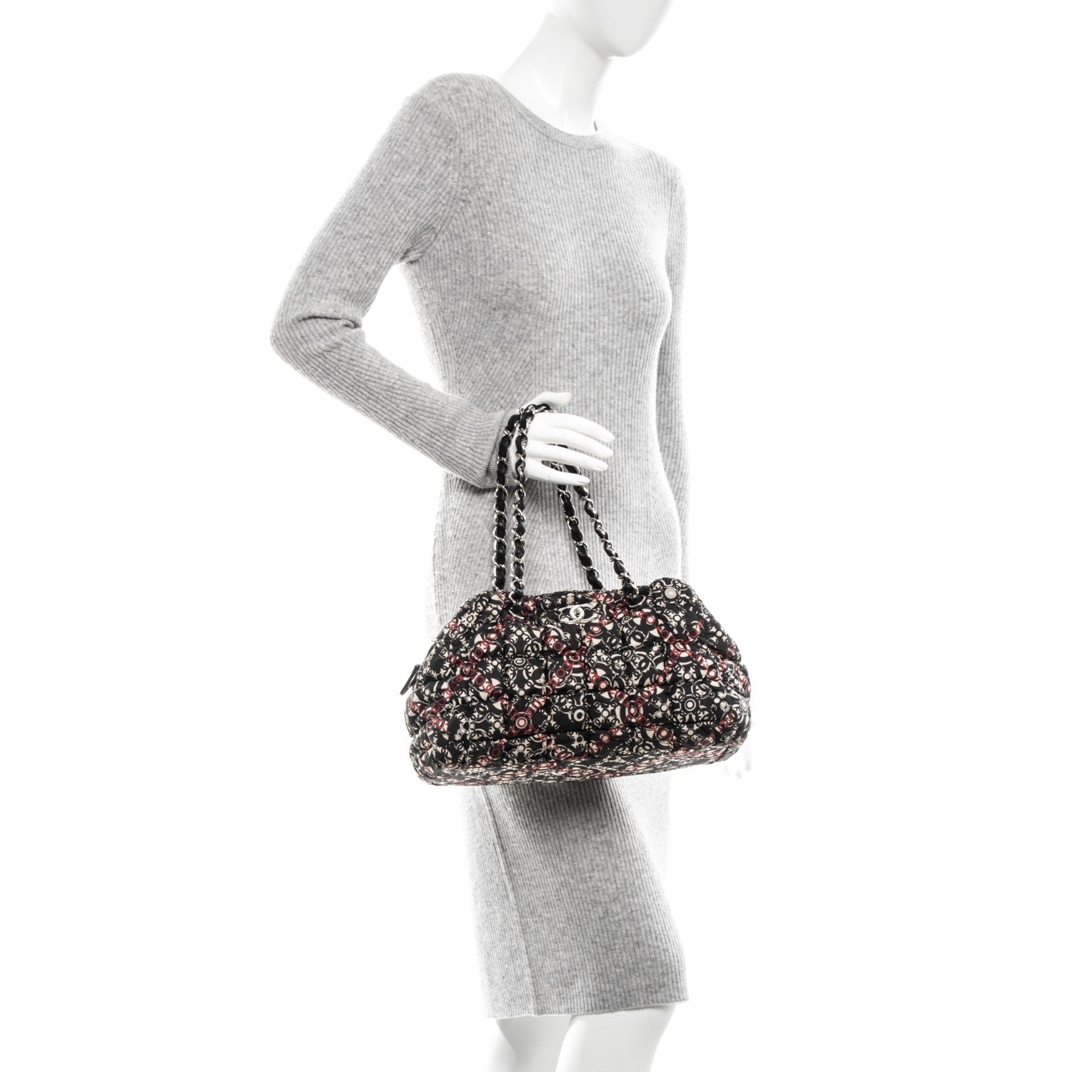 Chanel Nylon Quilted Printed Coco Bowler Black 2 of 7
