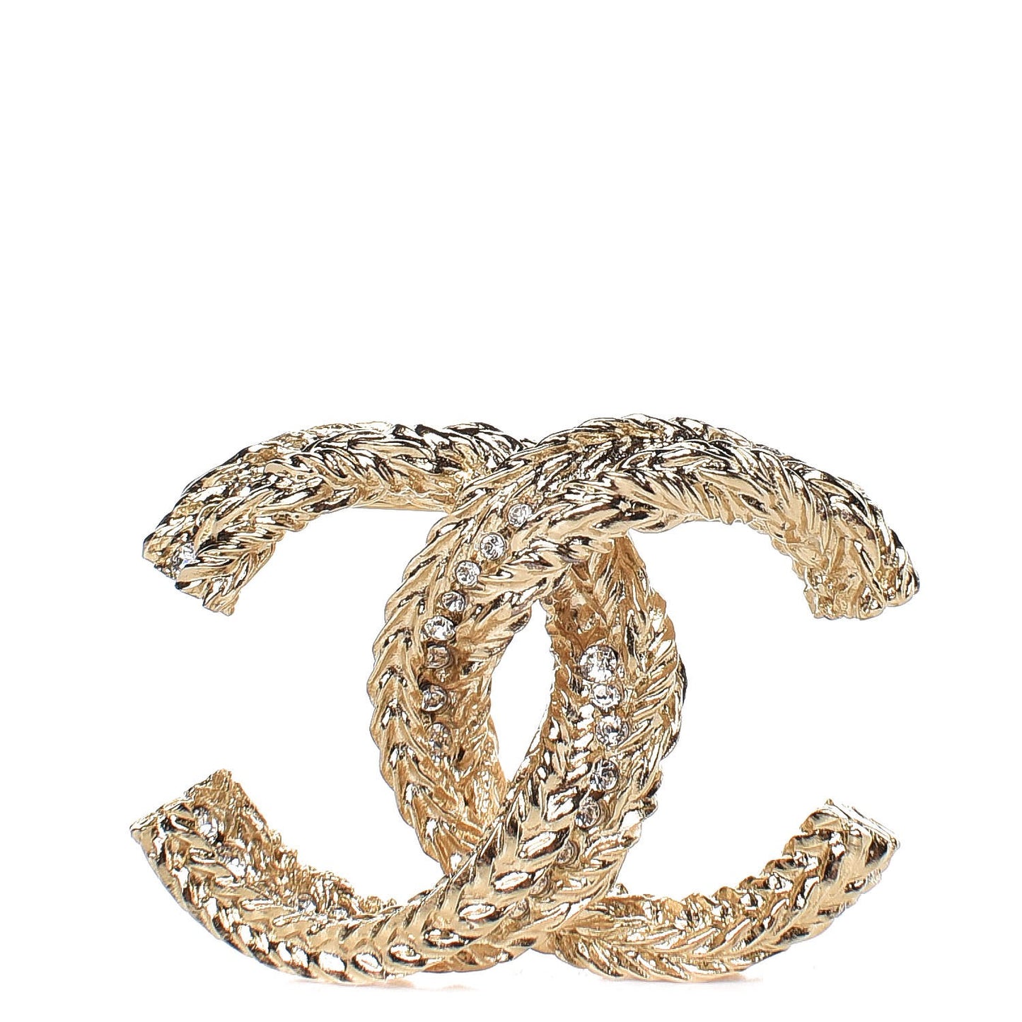 Crystal CC Brooch Gold