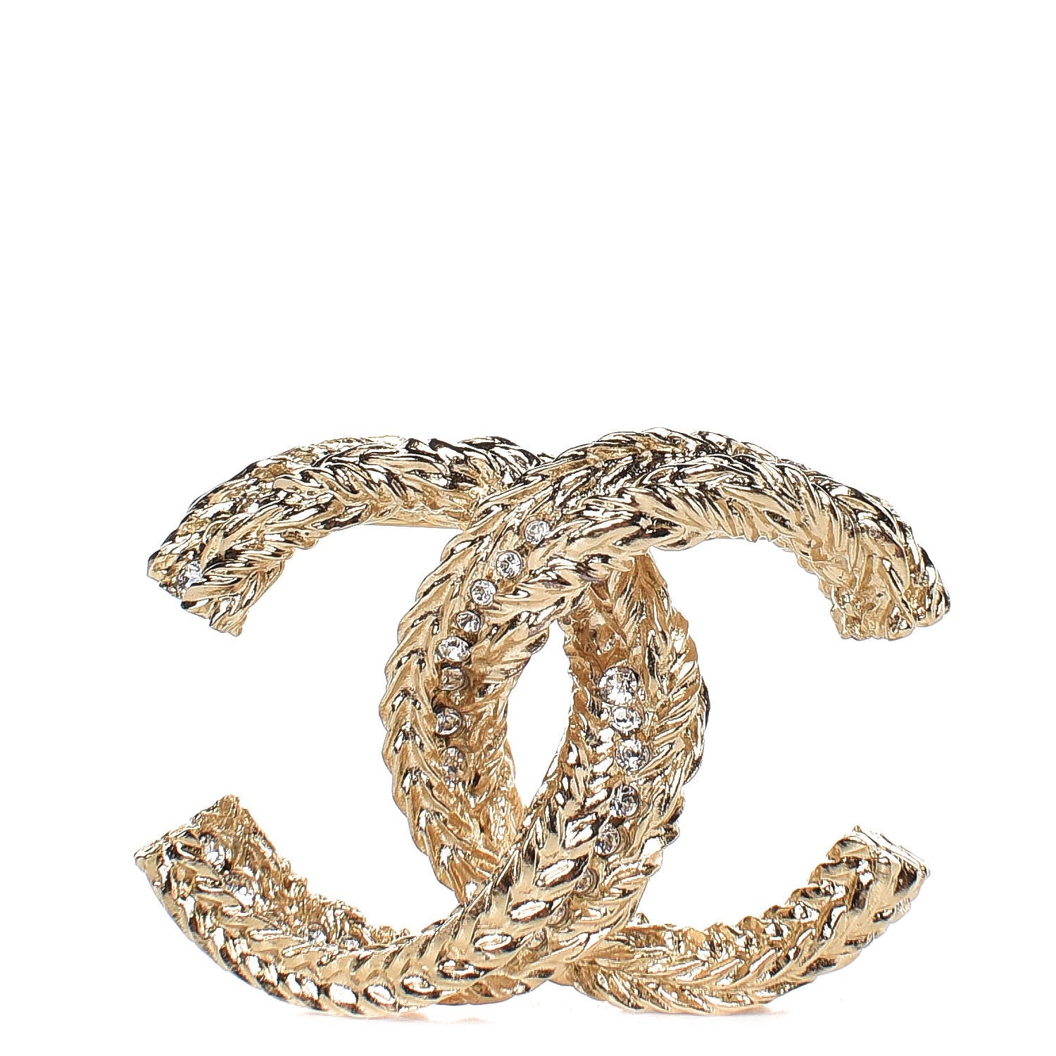Chanel Crystal CC Brooch Gold 1 of 5