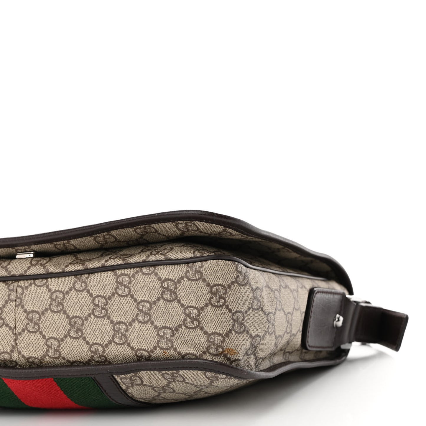 GG Plus Monogram Web Medium Flap Messenger Beige Dark Brown