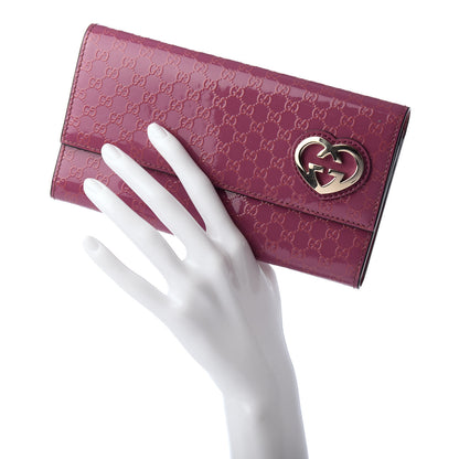 Gucci Patent Microguccisima Lovely Heart Continental Wallet Peonia Flower 2 of 8