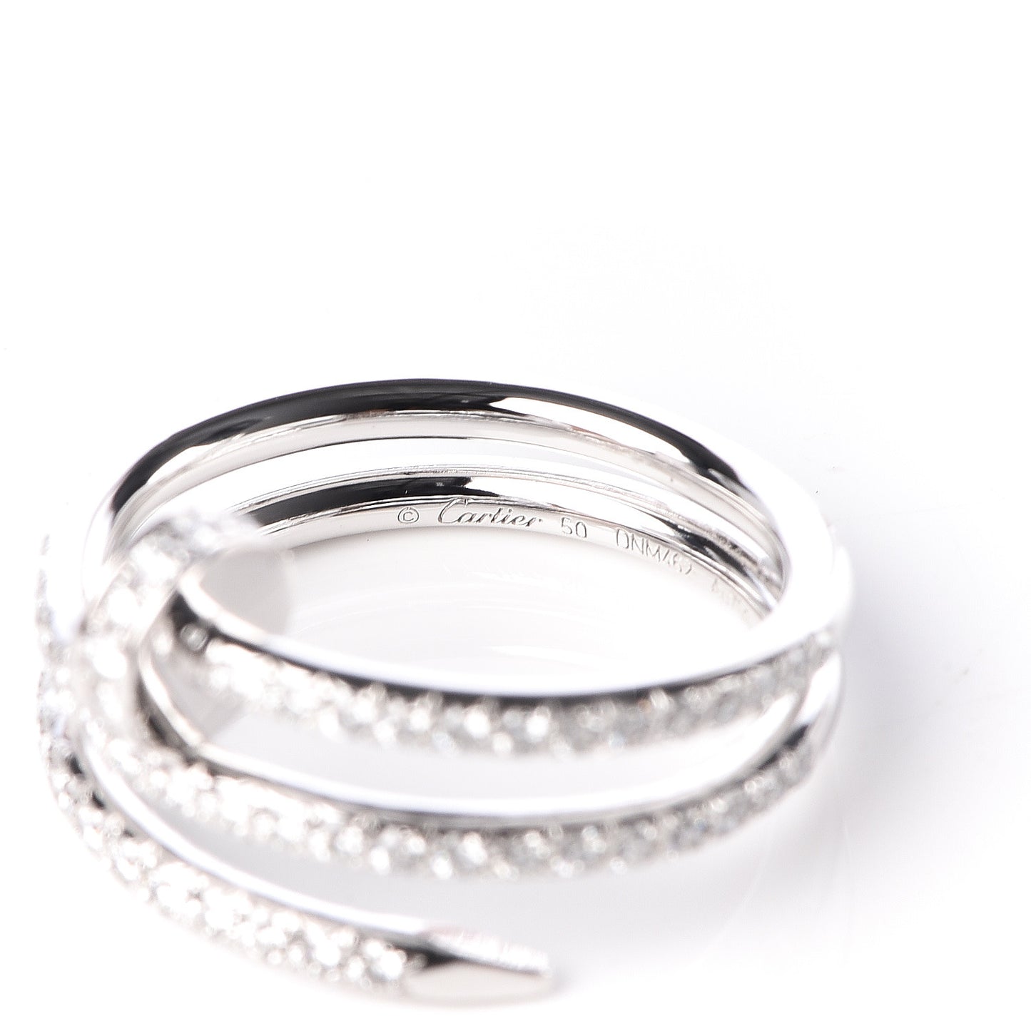 18K White Gold Diamond Double Juste Un Clou Paved Wrap Ring 50 5.25