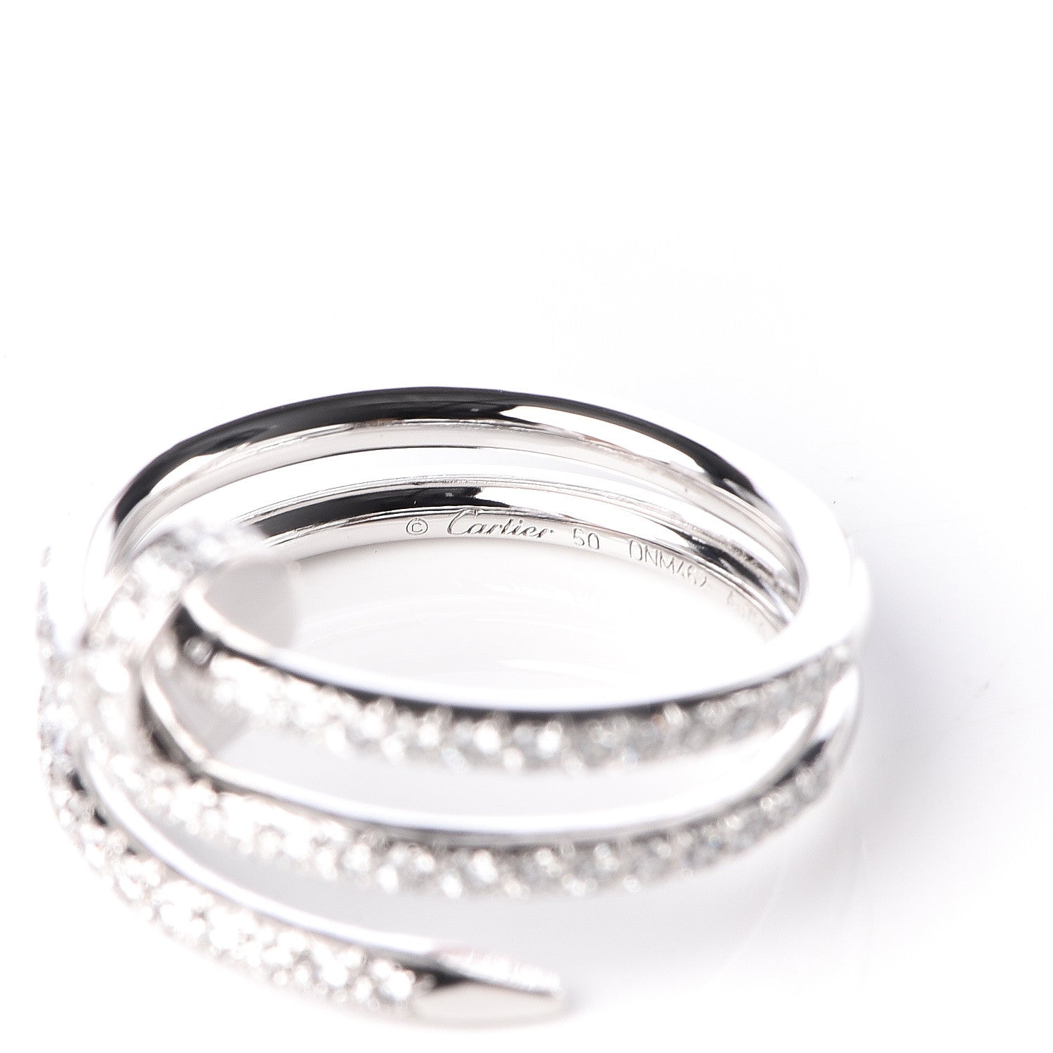 Cartier 18K White Gold Diamond Double Juste Un Clou Paved Wrap Ring 50 5.25 6 of 6