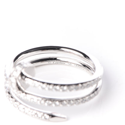 Cartier 18K White Gold Diamond Double Juste Un Clou Paved Wrap Ring 50 5.25 6 of 6