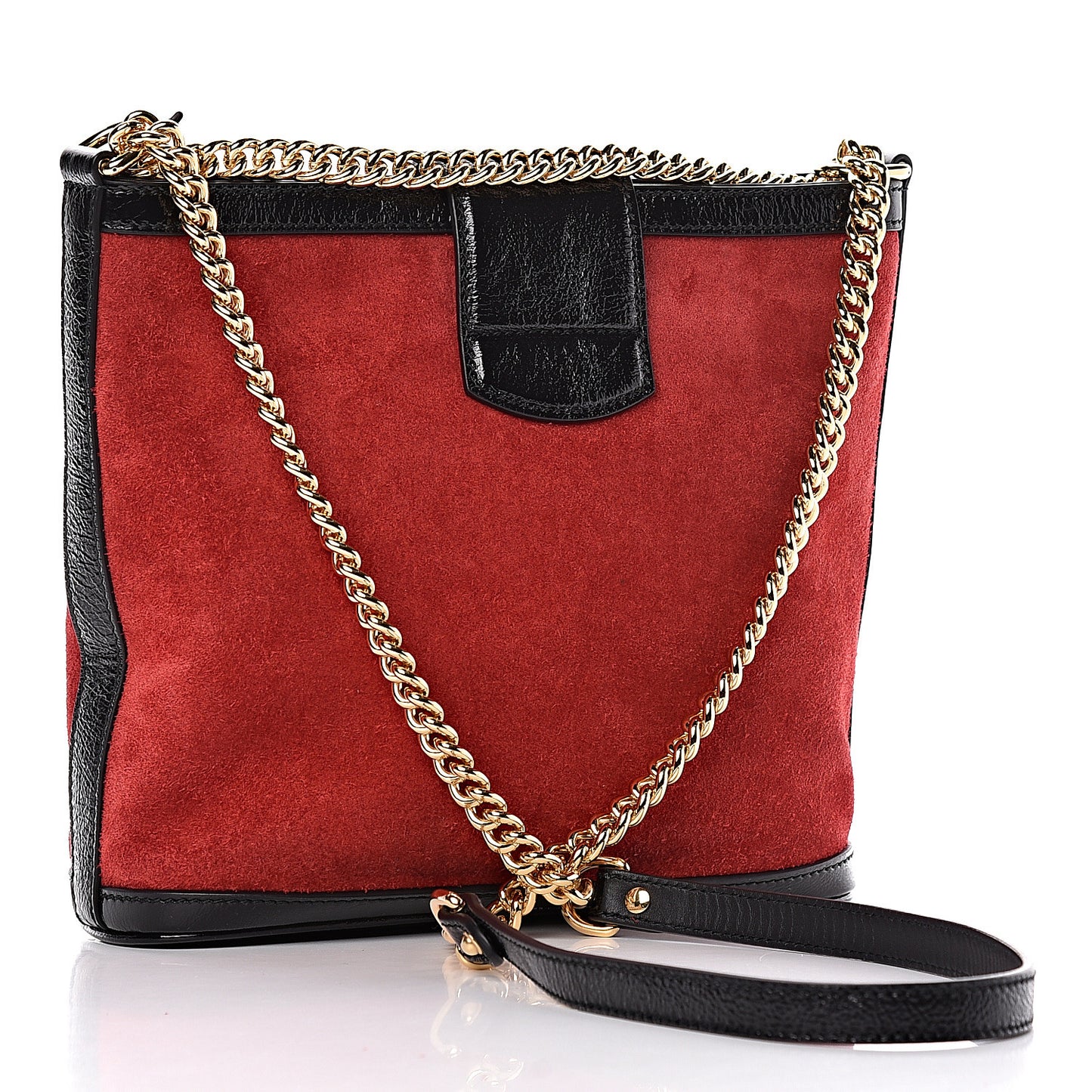 Suede Patent Medium Dionysus Bucket Bag Red