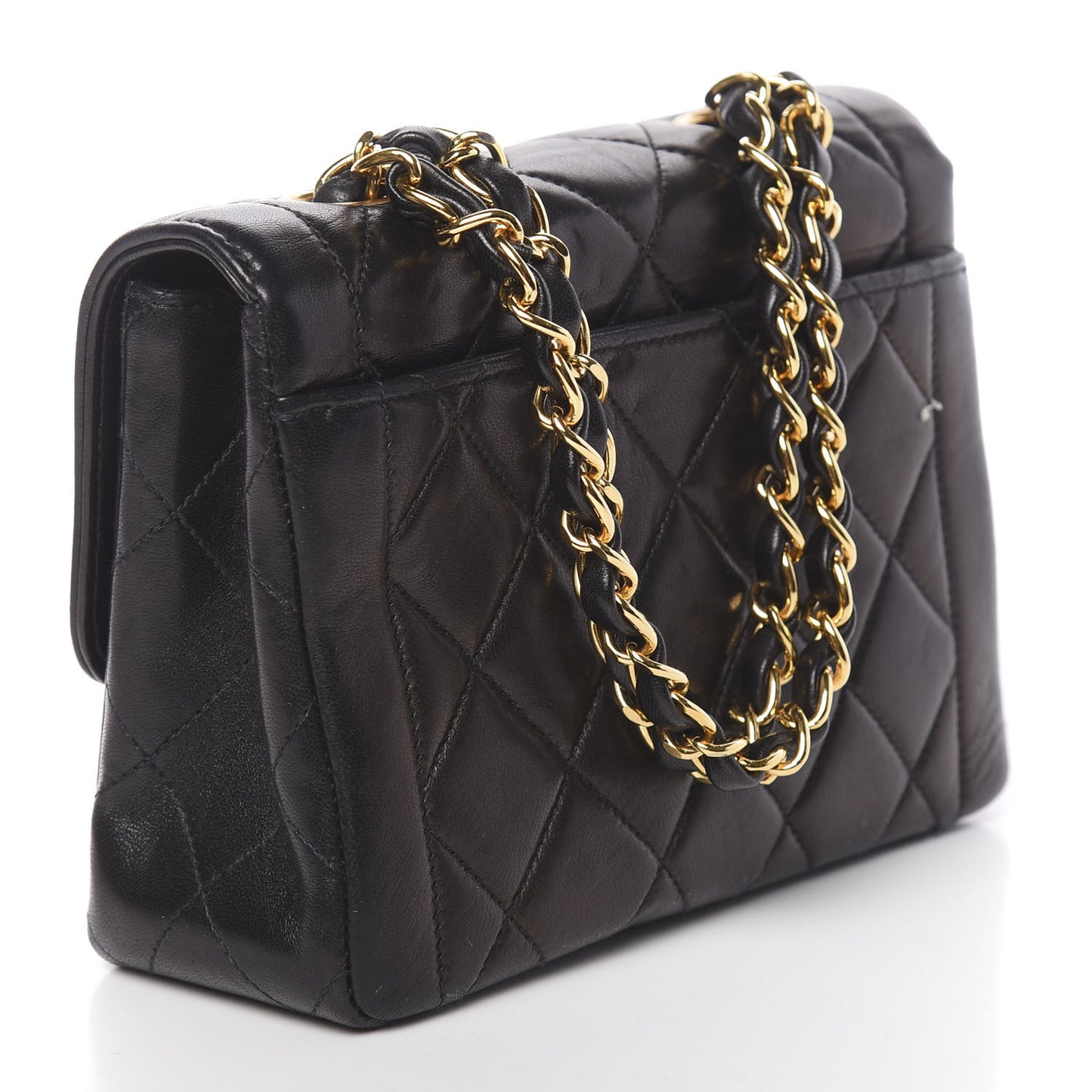 Lambskin Quilted Mini Square Flap Black
