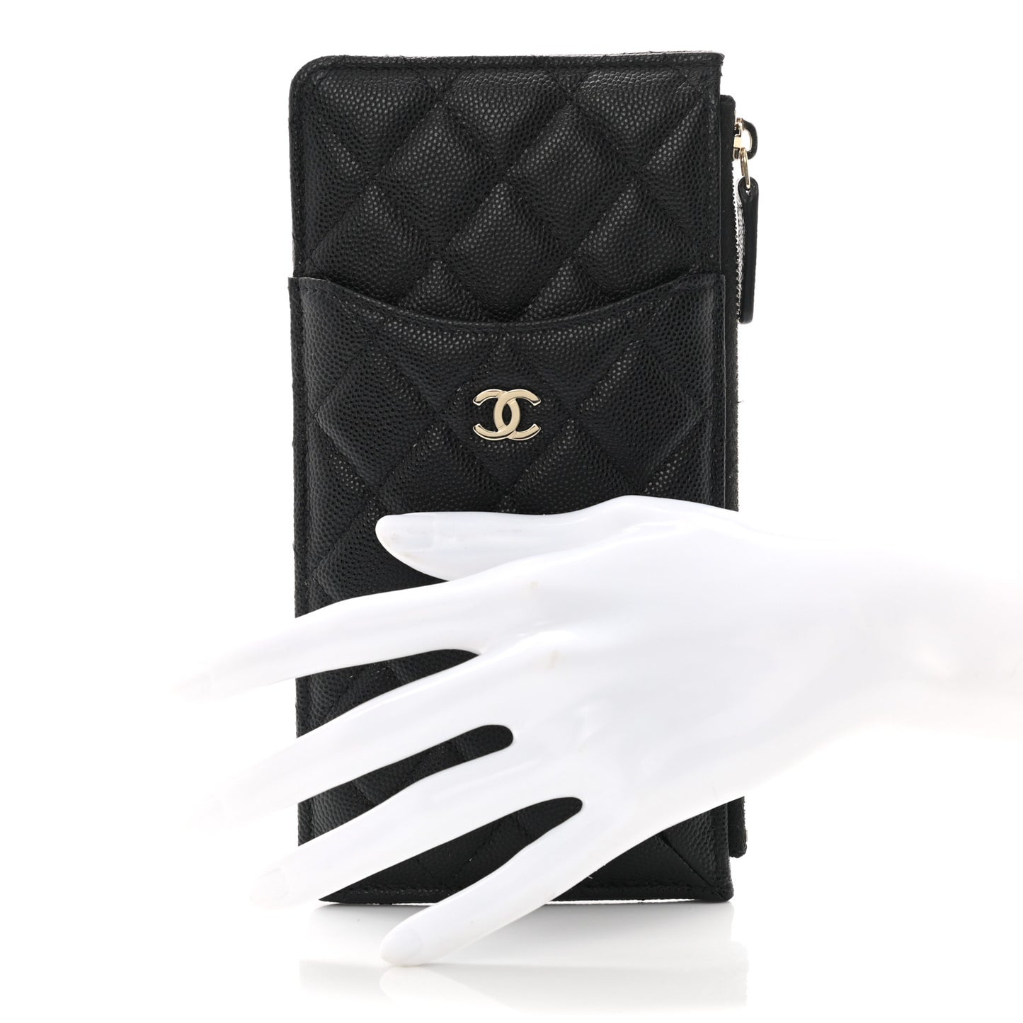 Caviar Quilted Classic iPhone Pouch Black