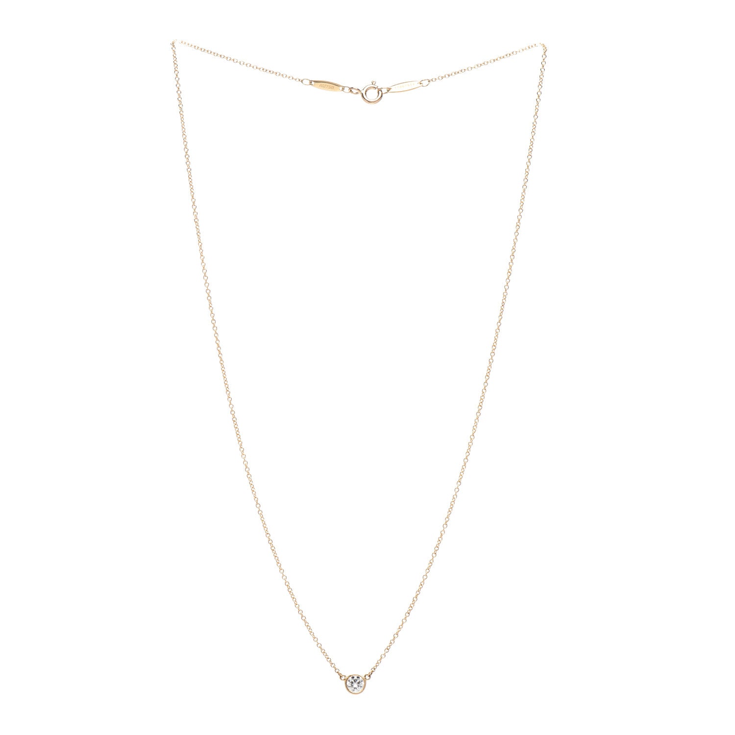 Tiffany 18K Yellow Gold Diamond .24ct Elsa Peretti Diamonds by the Yard Pendant Necklace 3 of 5