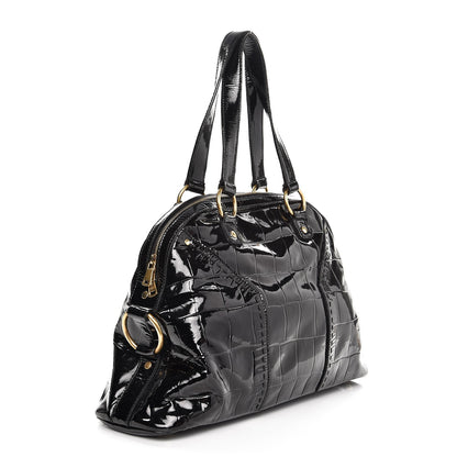Saint Laurent Crocodile Embossed Patent Large Muse Black 3 of 15