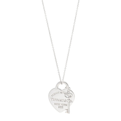 Tiffany Sterling Silver Return to Tiffany Heart Tag Key Pendant Necklace 1 of 4