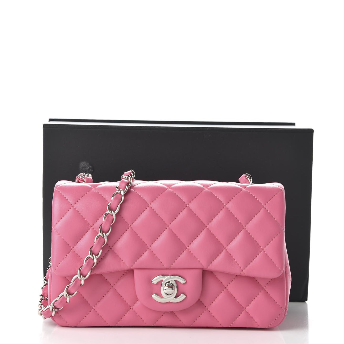 Lambskin Quilted Mini Rectangular Flap Pink