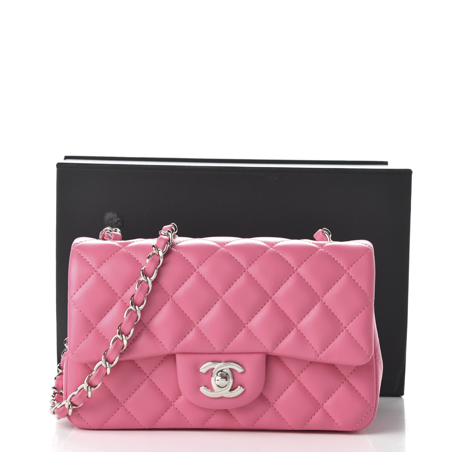 Chanel Lambskin Quilted Mini Rectangular Flap Pink 11 of 11