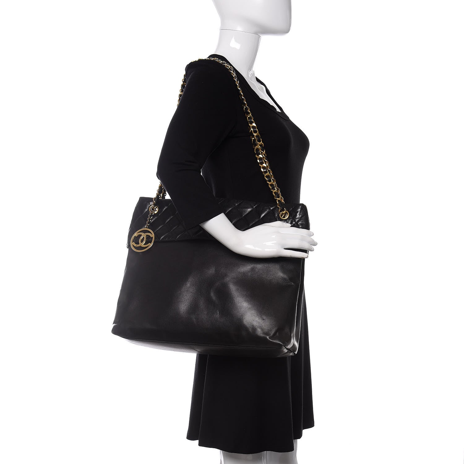 Chanel Calfskin Quilted Large Shoulder Bag Black 2 of 12