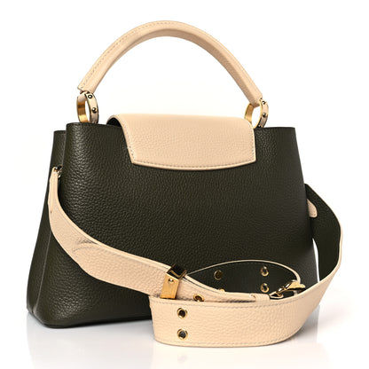 Louis Vuitton Taurillon Capucines MM Smokey Brown Green Creme Pink 3 of 8