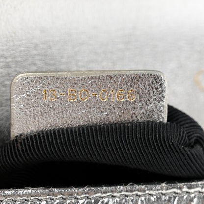 Christian Dior Metallic Ceramic Effect Deerskin Small Diorama Flap Bag Silver 8 of 13