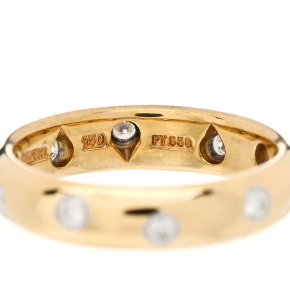 Tiffany 18K Yellow Gold Platinum Diamond 4mm Etoile Band Ring 50 5.5 4 of 5