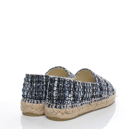 Chanel Metallic Tweed Lambskin CC Espadrilles 36 Blue Black Silver 4 of 8