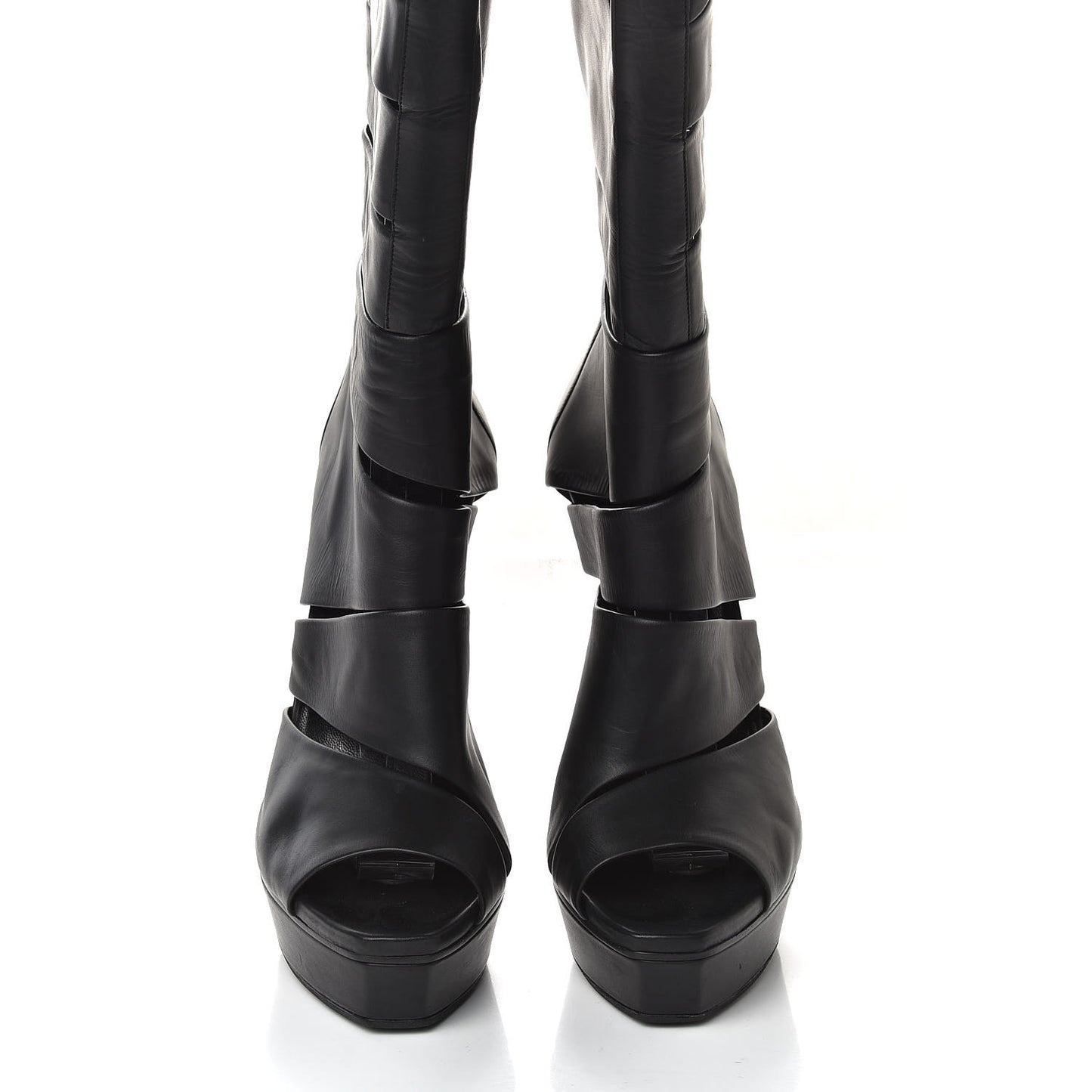 Calfskin Helena Tall Cutout Boots 41 Black