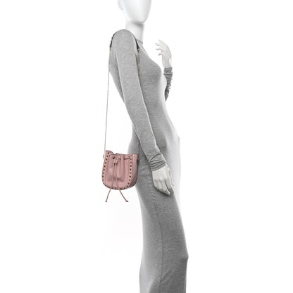 Valentino Garavani Vitello Mini Rockstud Chain Strap Bucket Bag Water Rose 2 of 13