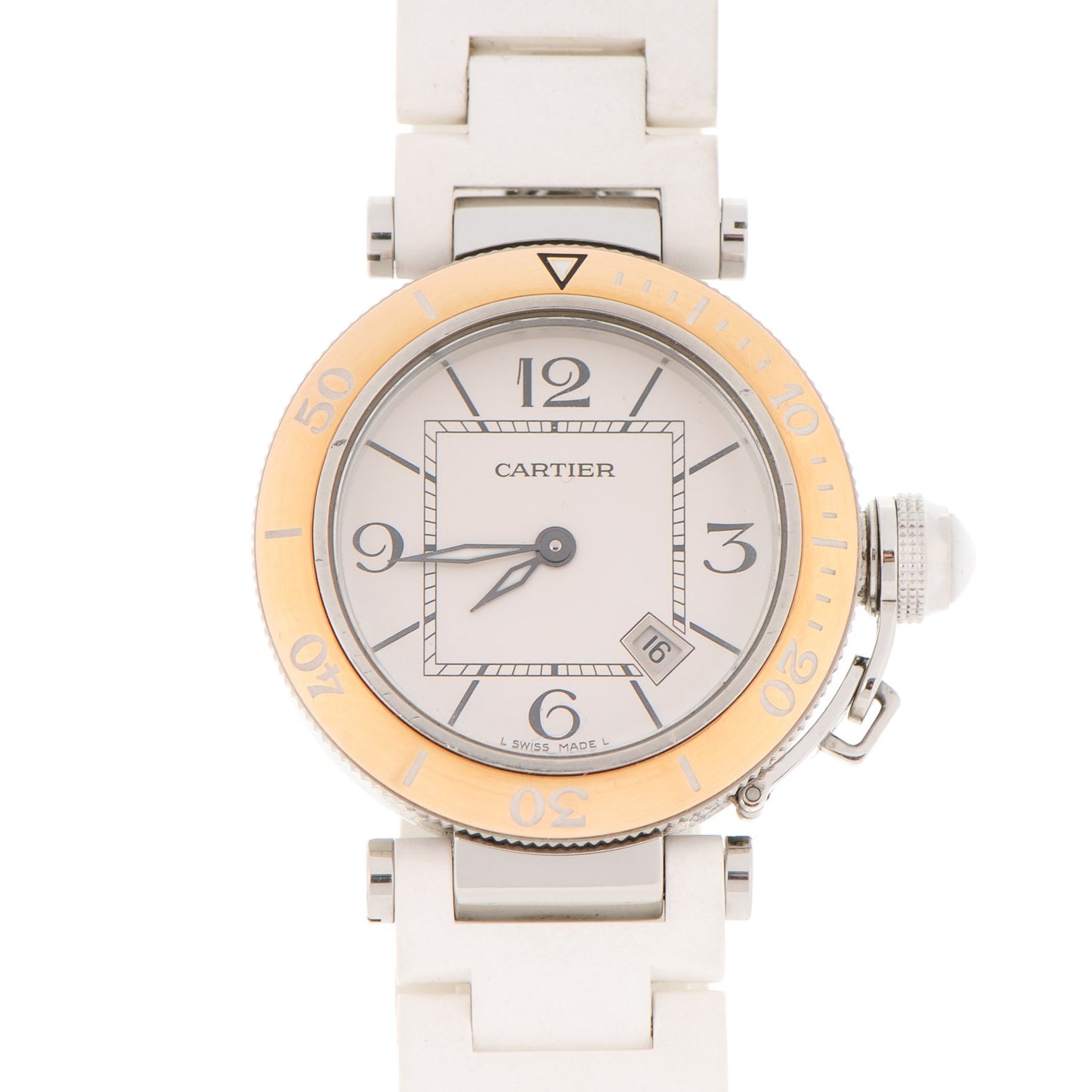 Stainless Steel 18K Pink Gold Rubber 33mm Pasha C Seatimer Quartz Watch