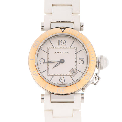Cartier Stainless Steel 18K Pink Gold Rubber 33mm Pasha C Seatimer Quartz Watch 1 of 7