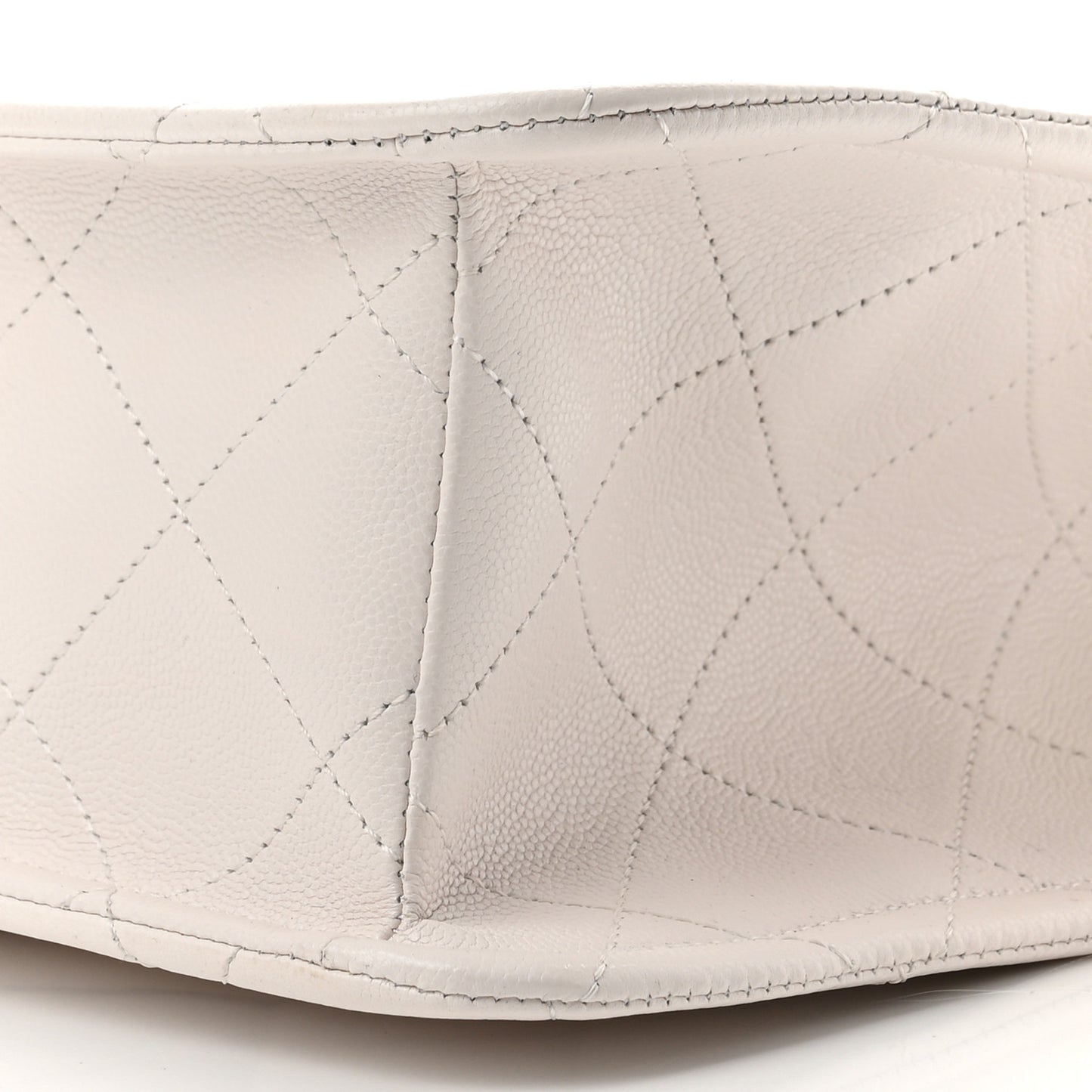Caviar Quilted Sweet Classic Shopping Tote White