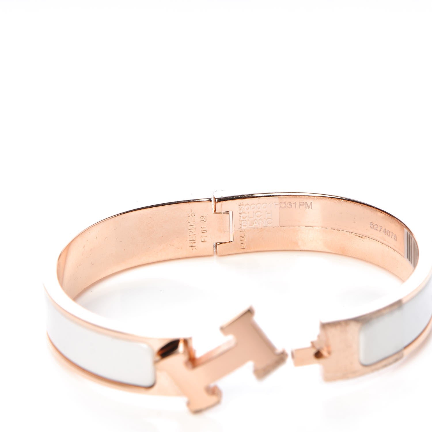 Hermes Enamel Narrow Clic Clac H Bracelet PM White 5 of 6