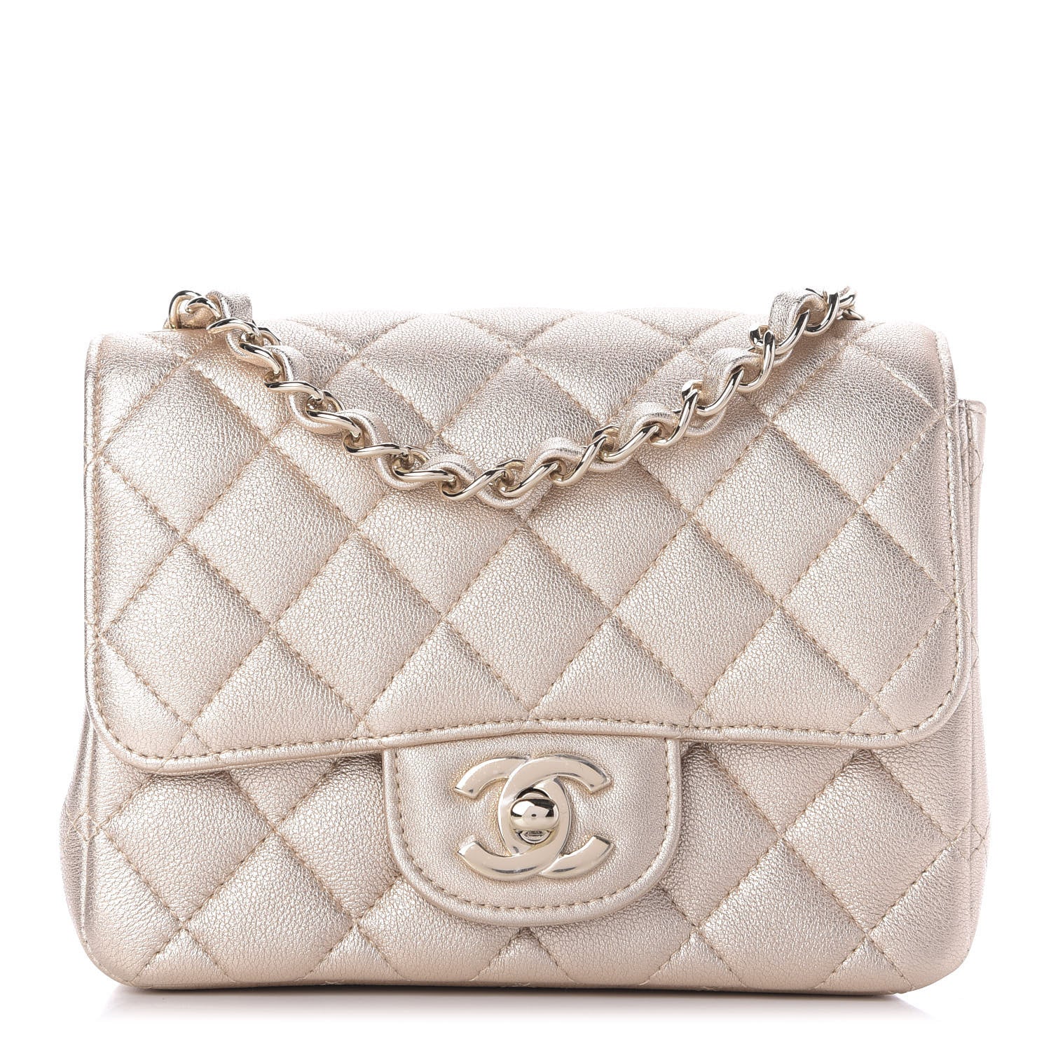 Chanel Metallic Lambskin Quilted Mini Square Flap Gold 1 of 9