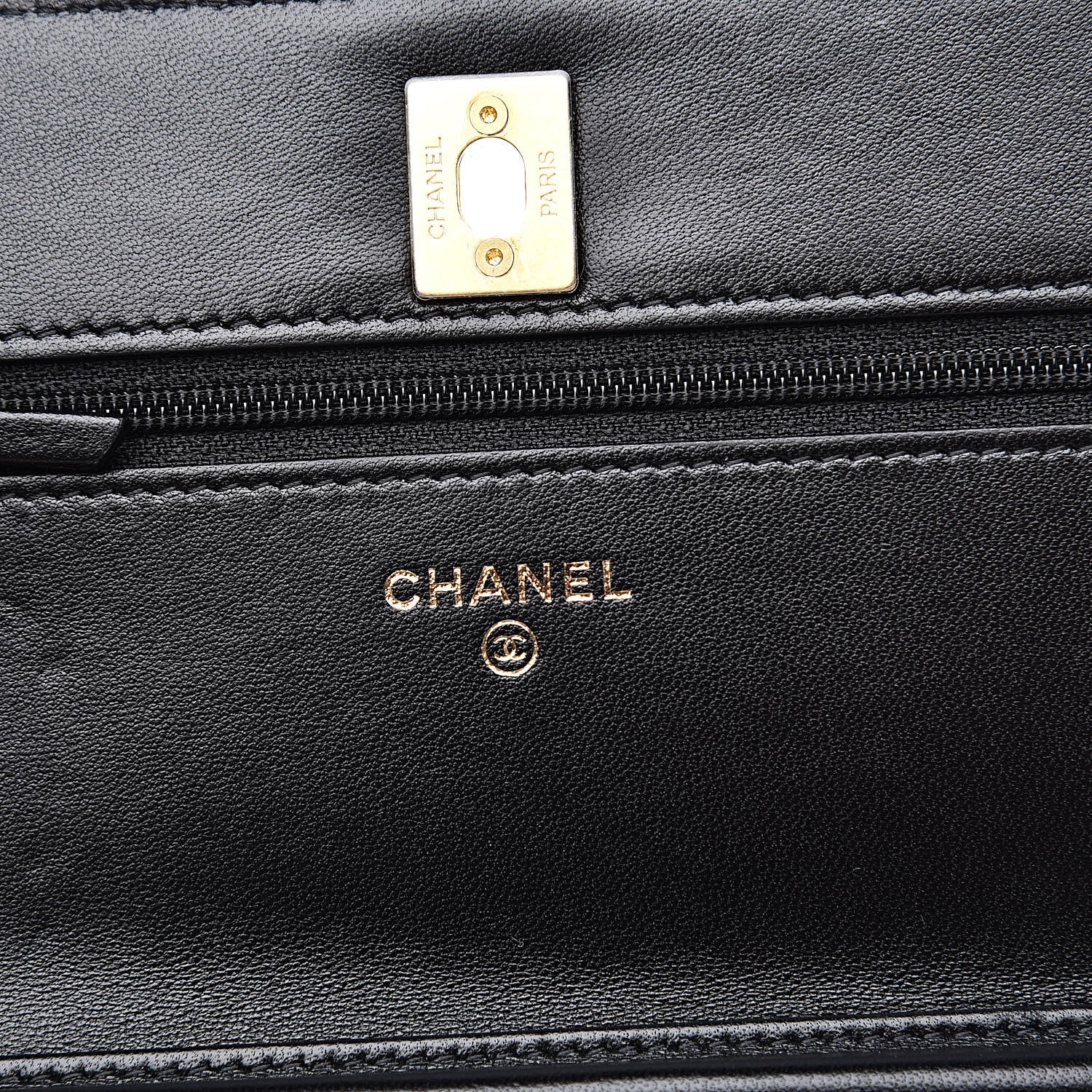 Chanel Lambskin Quilted CC Pearl Crush Wallet on Chain WOC Black 6 of 14