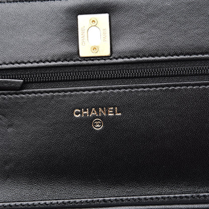 Chanel Lambskin Quilted CC Pearl Crush Wallet on Chain WOC Black 6 of 14
