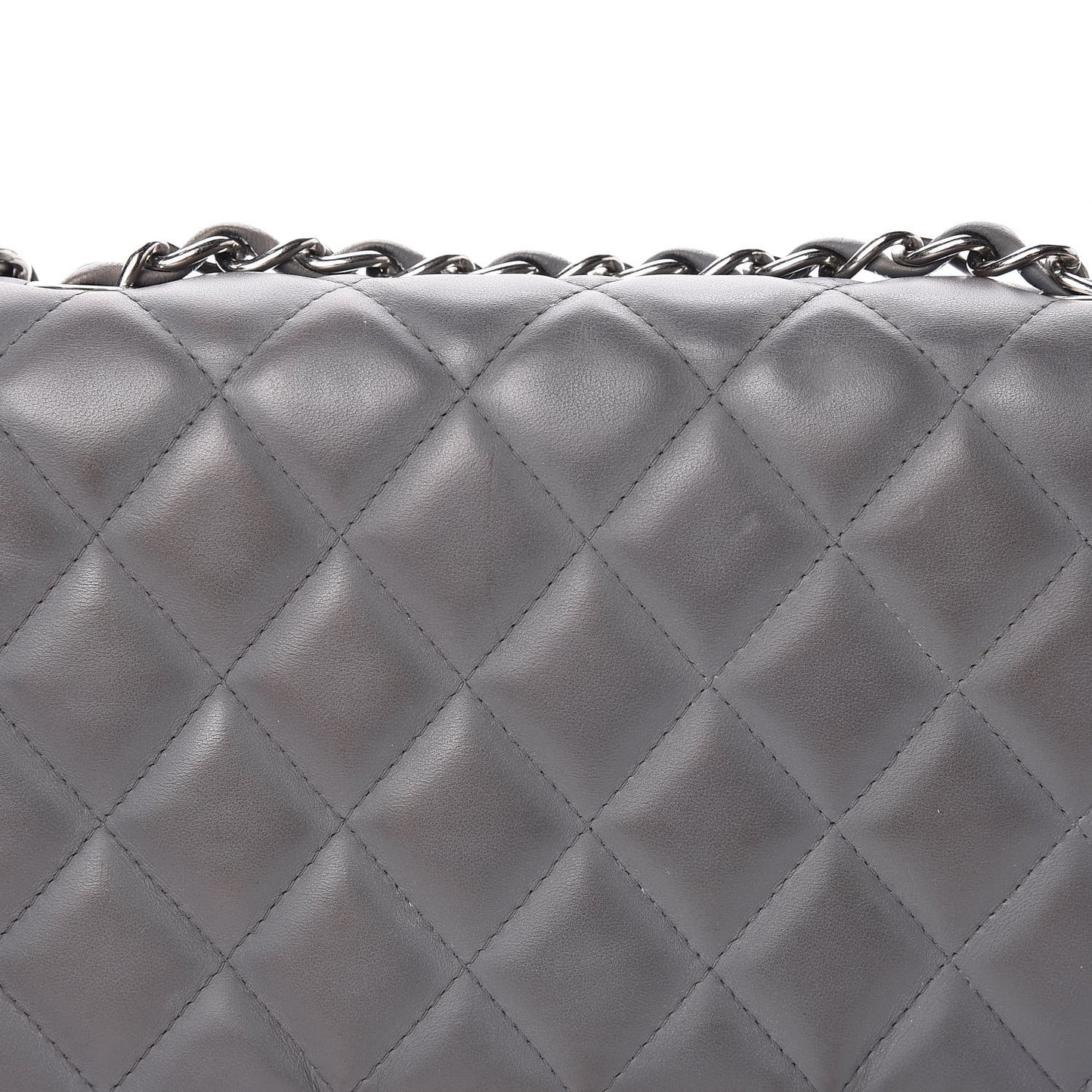 Lambskin Quilted Jumbo Single Flap Grey