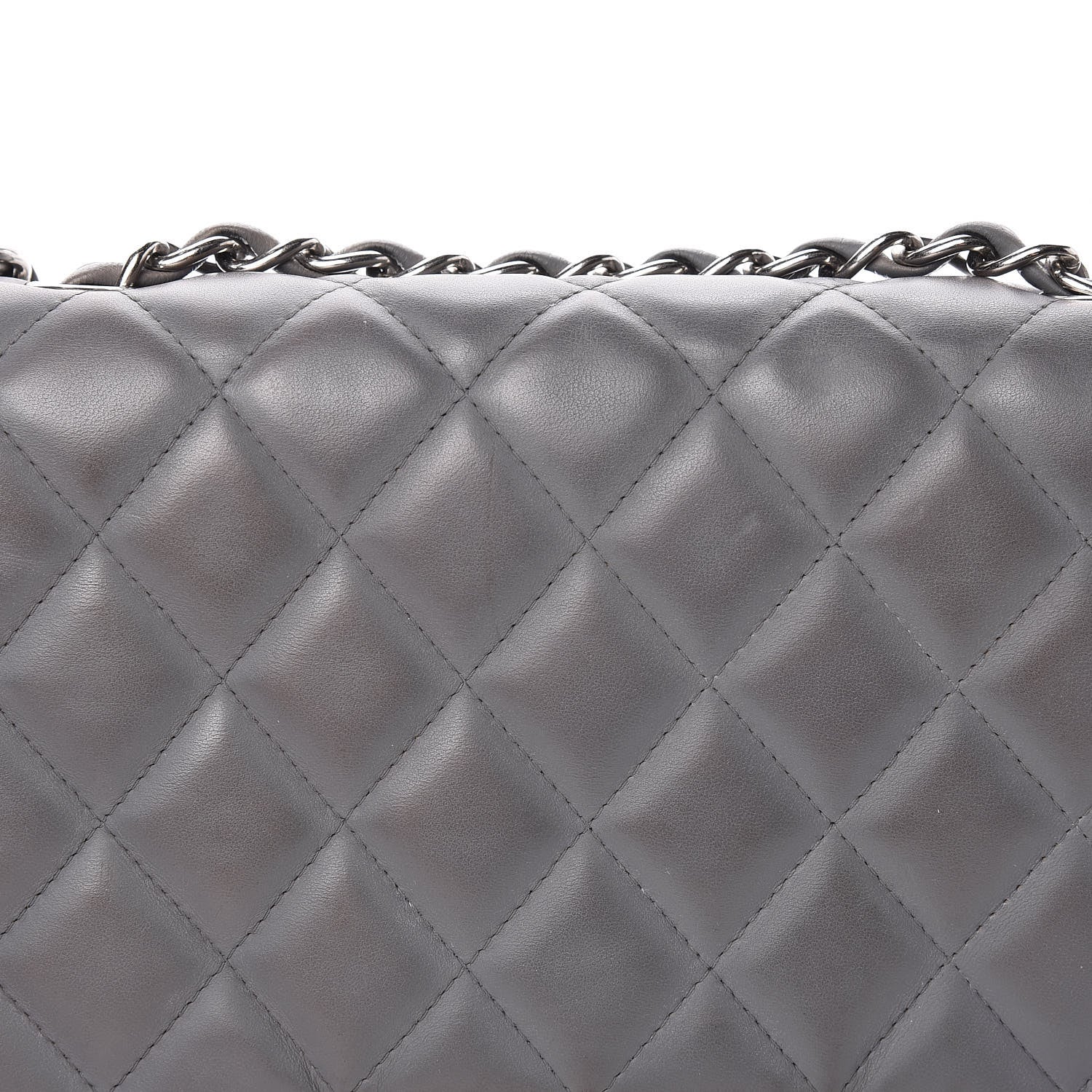 Chanel Lambskin Quilted Jumbo Single Flap Grey 18 of 20