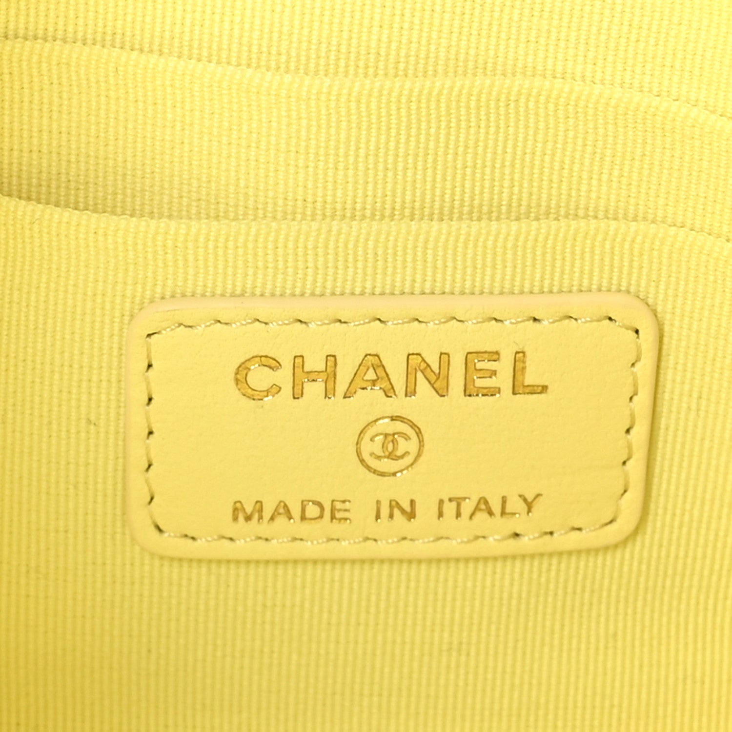 Chanel Lambskin Quilted Zipped Pouch Green Yellow 6 of 9