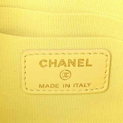 Chanel Lambskin Quilted Zipped Pouch Green Yellow 6 of 9