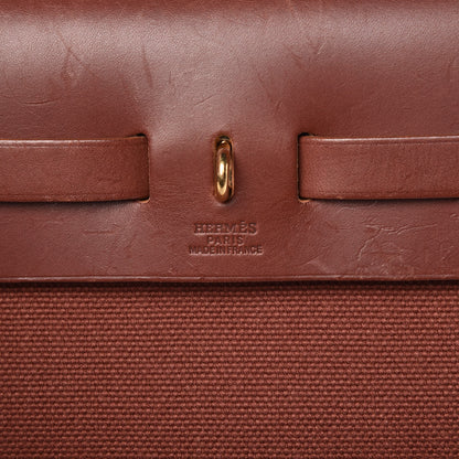 Hermes Toile Vache Calfskin Herbag 30 PM Natural 8 of 26