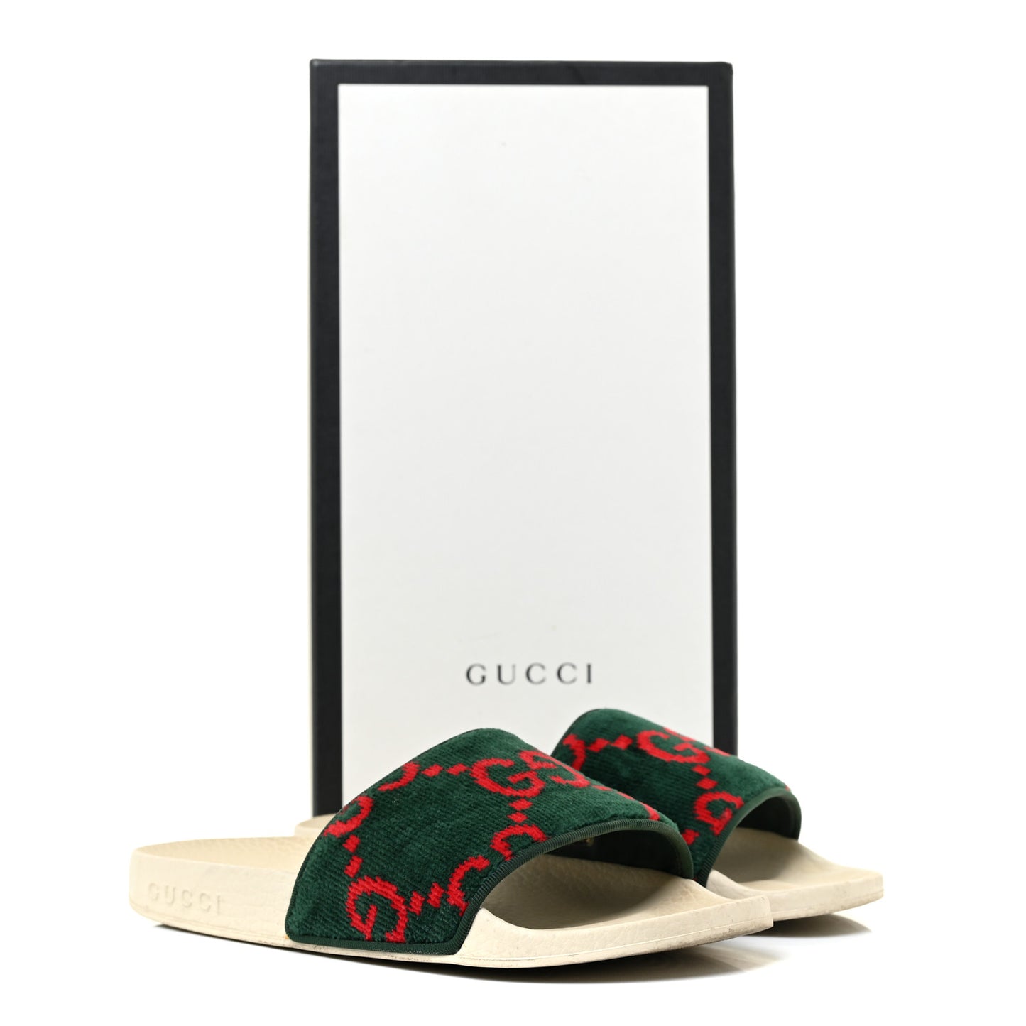 Velvet GG Monogram Slide Sandals 36 Green Red