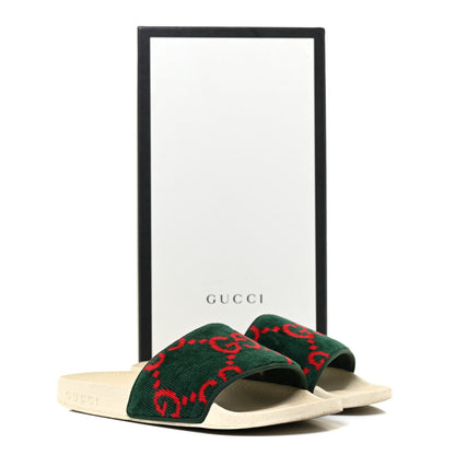 Gucci Velvet GG Monogram Slide Sandals 36 Green Red 17 of 17