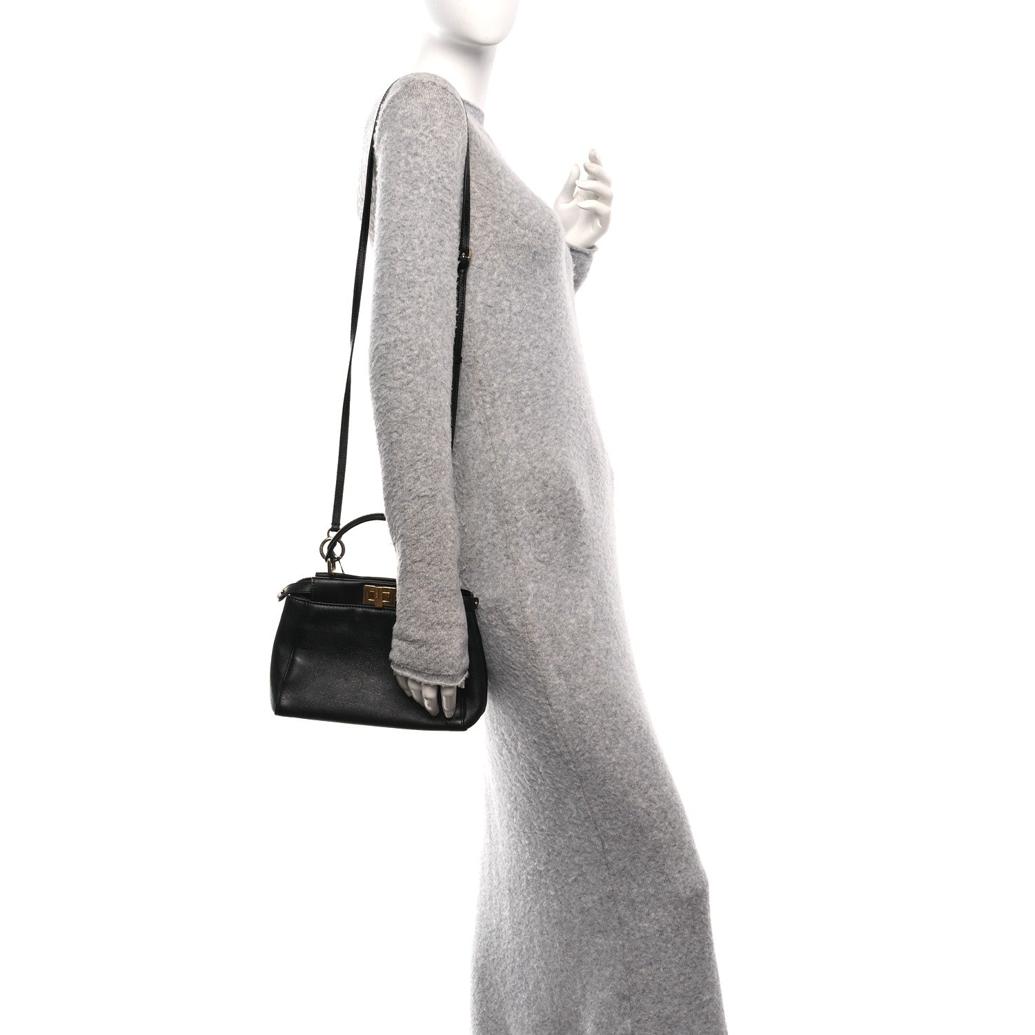 Fendi Nappa Mini Peekaboo Iconic Satchel Black 1819844 – FASHIONPHILE