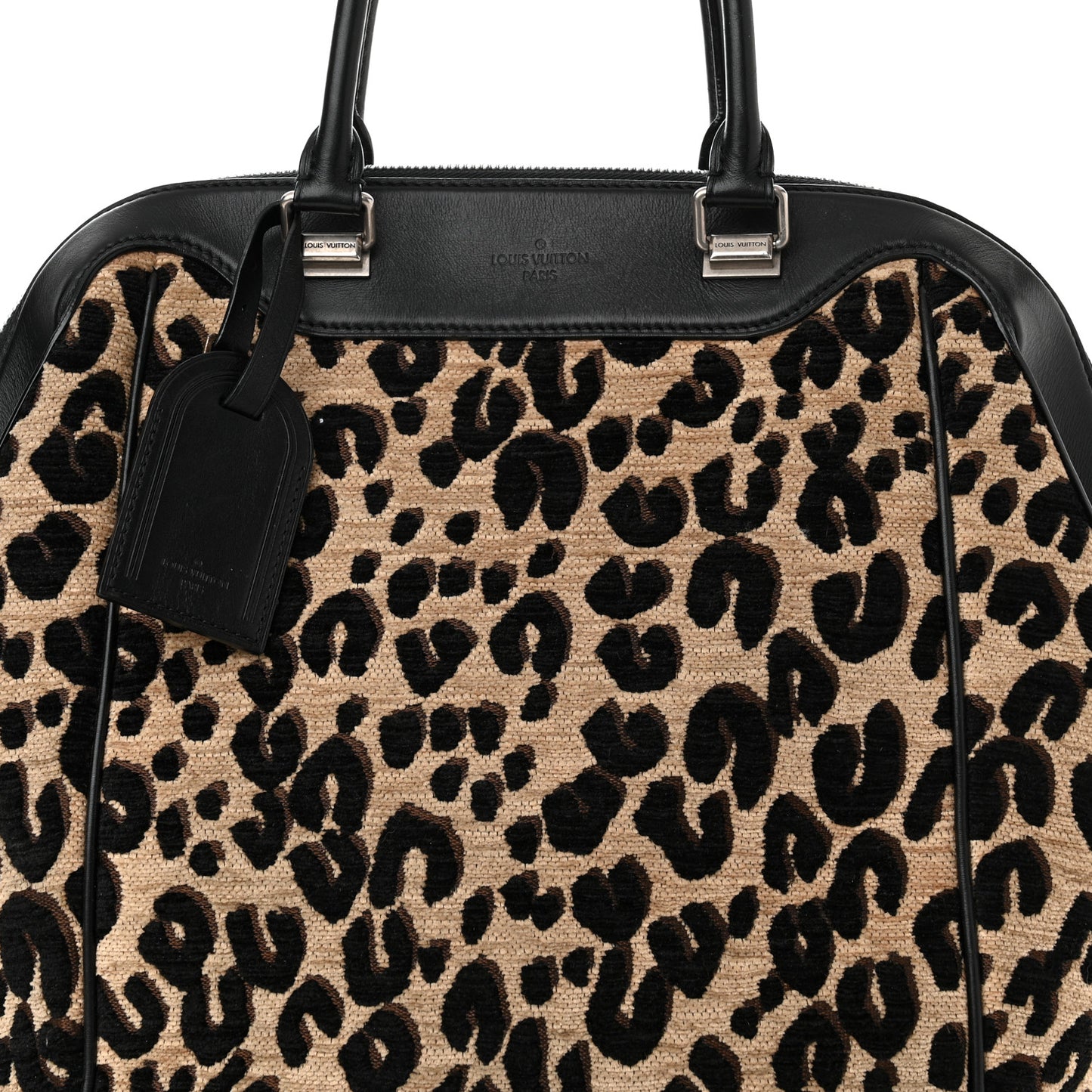 Jacquard Velvet Leopard Print Stephen Sprouse North South Bag Black