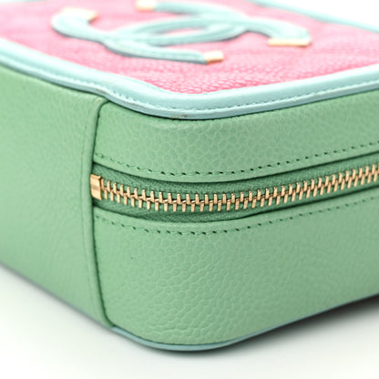 Chanel Caviar Quilted Filigree Vanity Clutch With Chain Pink Light Blue Green 10 of 11