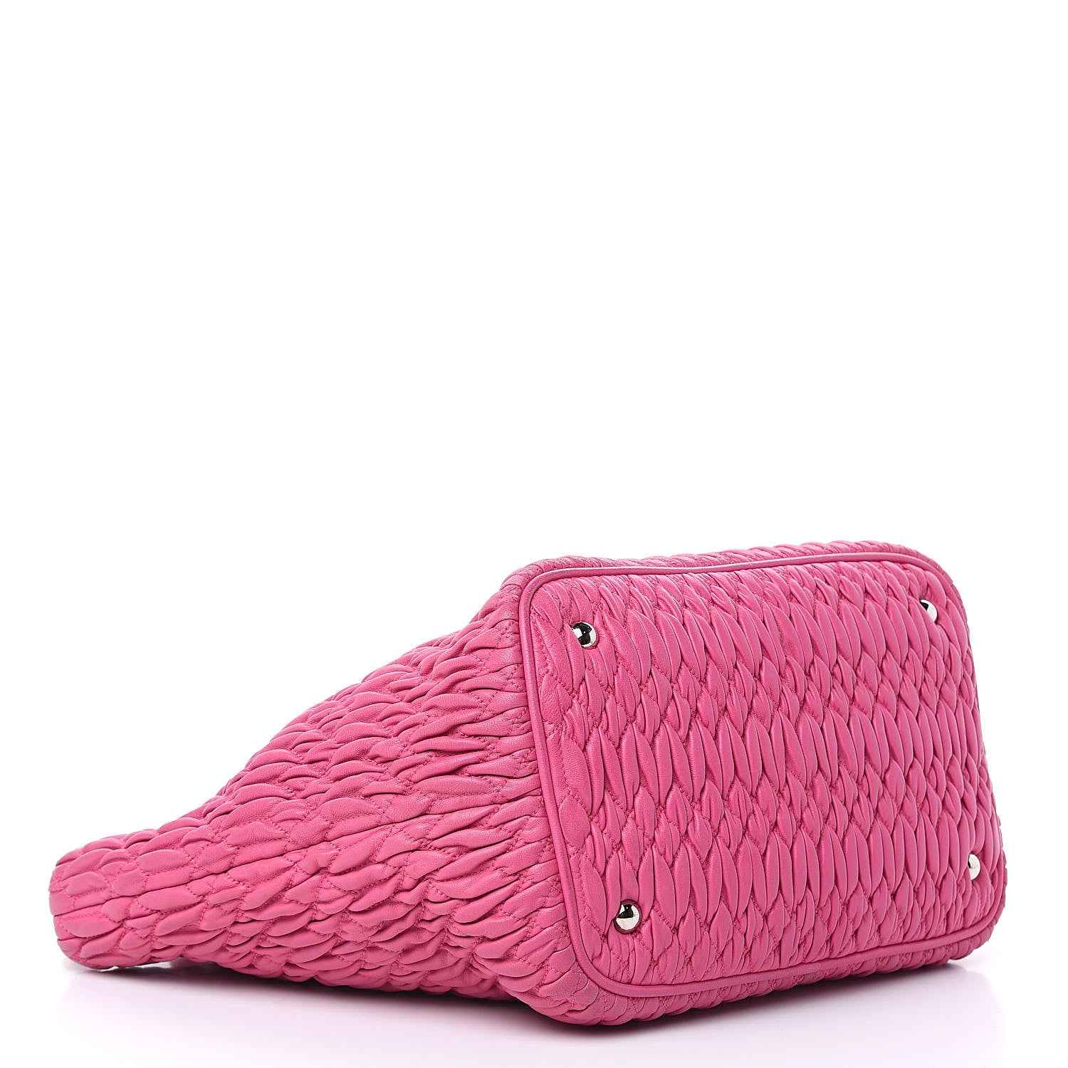 Miu Miu Nappa Matelasse Swarovski Crystal Tote Fuxia 4 of 14