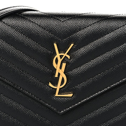 Saint Laurent Grain De Poudre Matelasse Chevron Monogram Envelope Chain Wallet Black 7 of 10